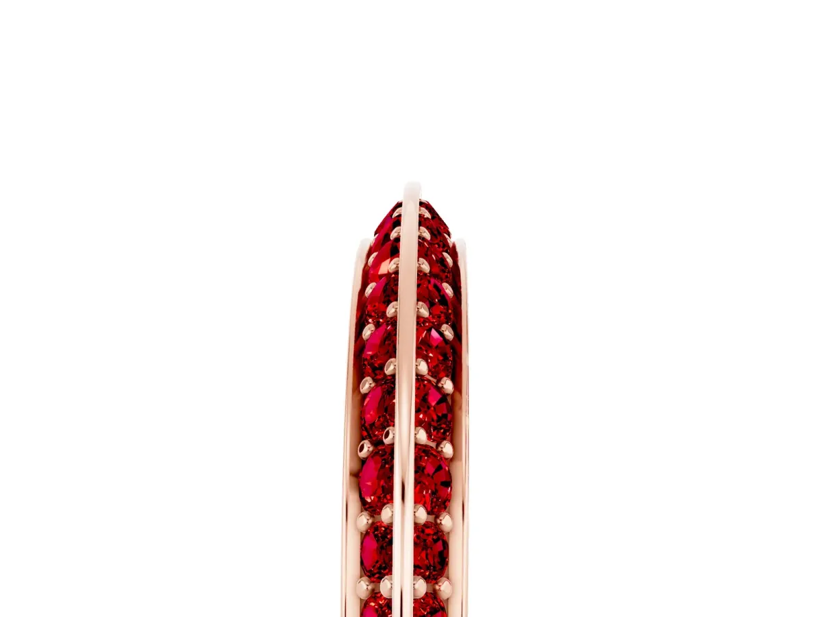 Double Row Pavé Round Ruby Eternity Band with Channel Setting Rose gold