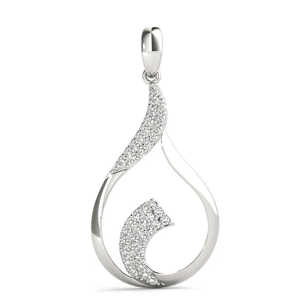 Pavé Round Diamond Twist Pendant Silver