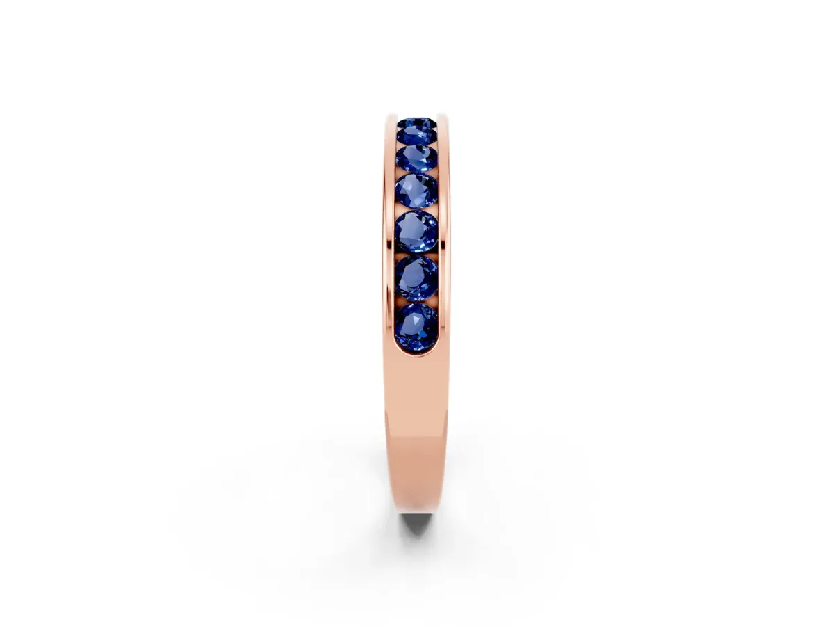 Channel Set Round Blue Sapphire Eternity Band Rose gold