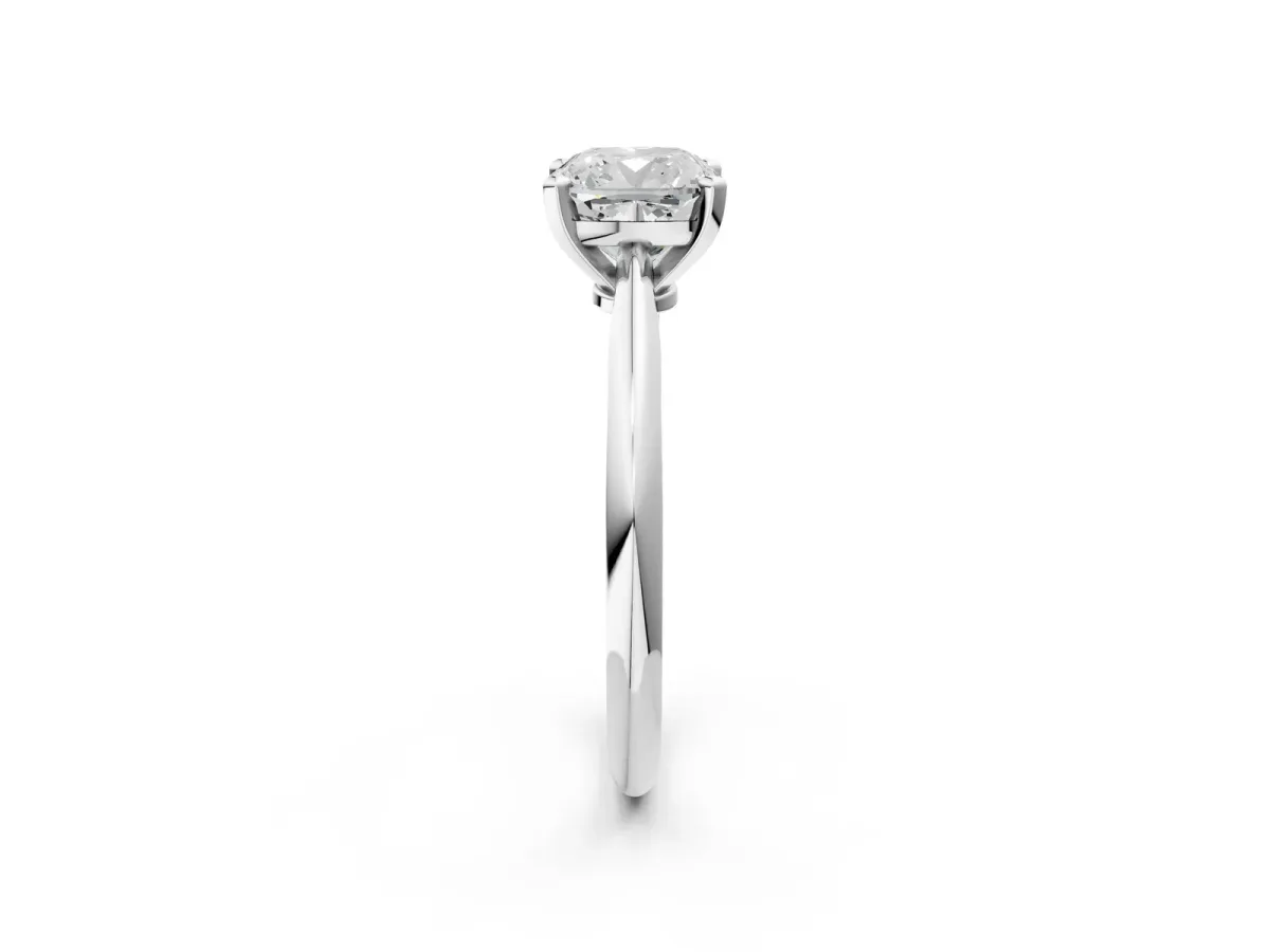 Cushion Cut Diamond Solitaire Engagement Ring with Classic Band and Four-Prong Setting Silver