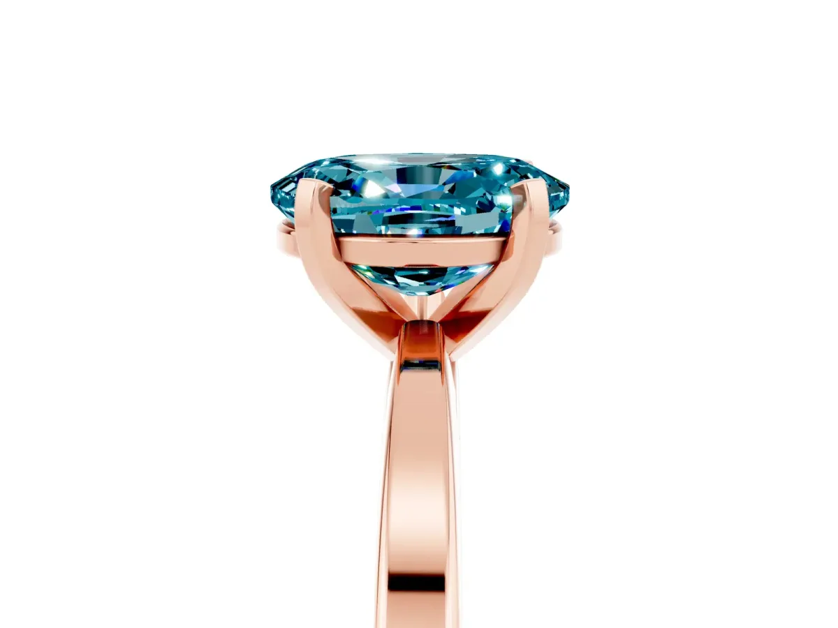 Oval Cut Blue Topaz Solitaire Engagement Ring with Classic Band and Four-Prong Setting Rose gold