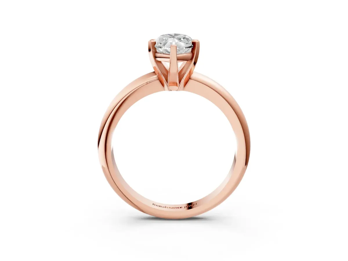 Marquise Cut Diamond Solitaire Engagement Ring with Round Band and Four-Prong Setting Rose gold