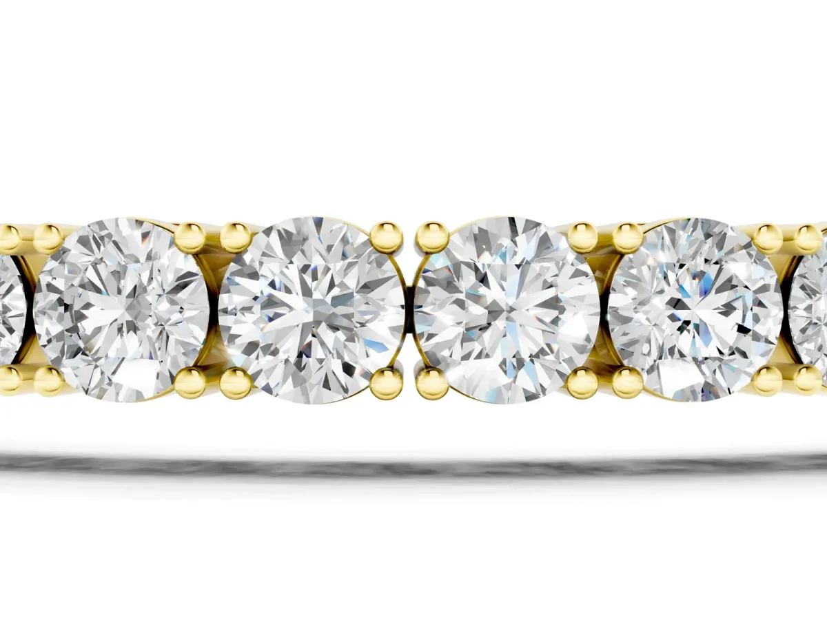 Round Brilliant Diamond Tennis Bracelet with Prong Setting Yellow gold