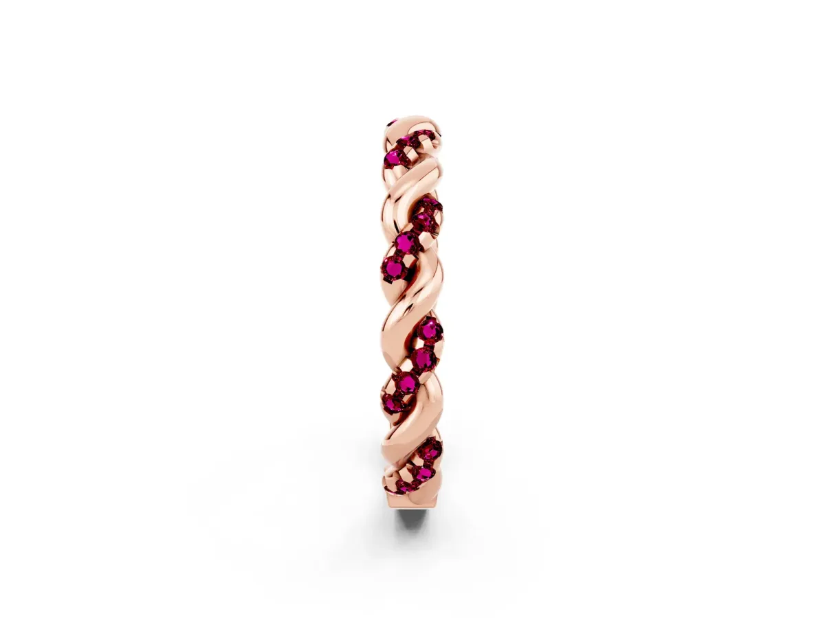 Twisted Pavé Round Garnet Eternity Band Rose gold