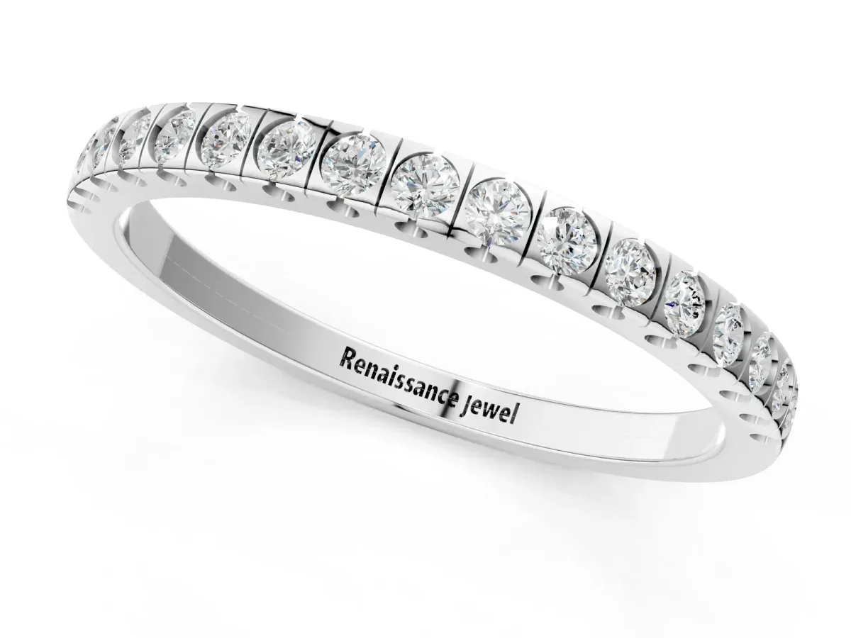 Round Cut Diamond Pavé Set Eternity Band Silver