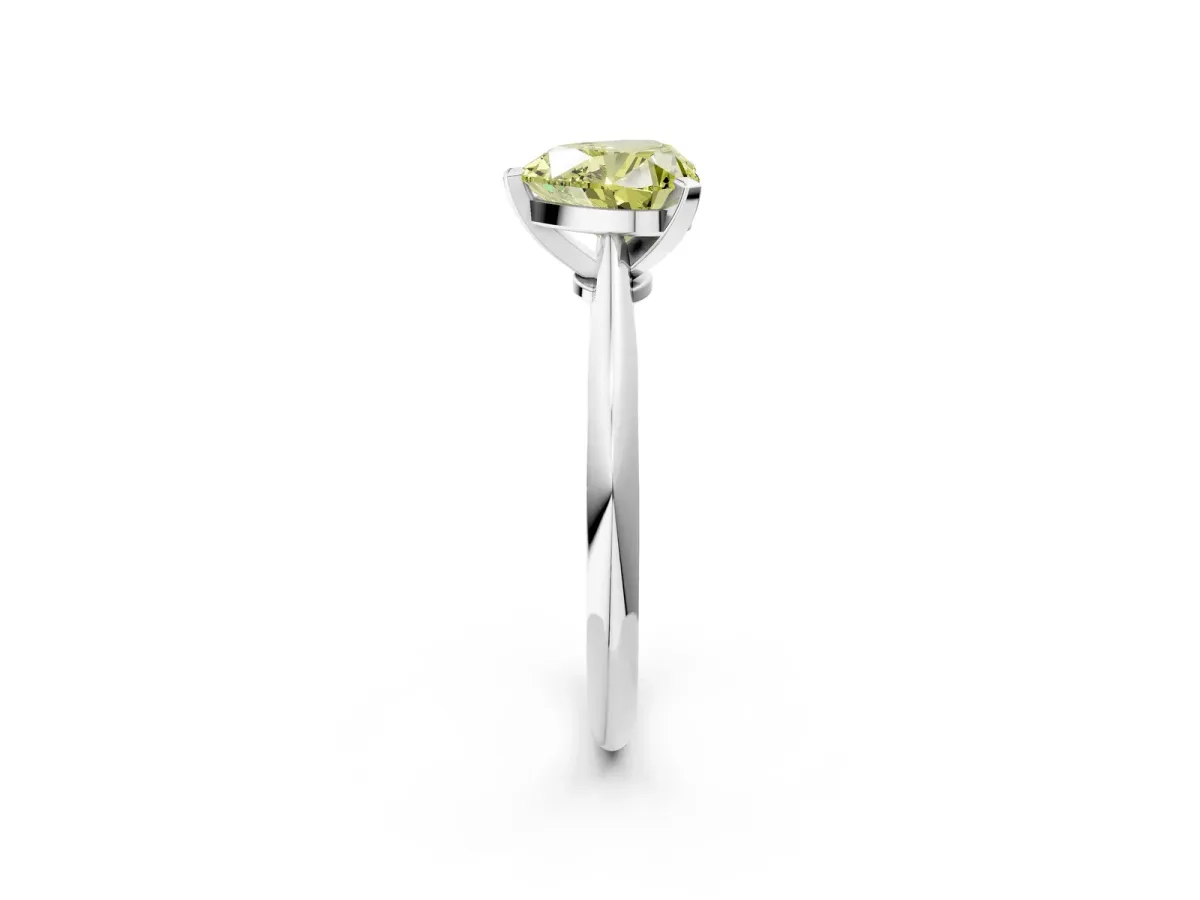 Fancy Yellow Heart Cut Diamond Solitaire Engagement Ring with Classic Band and Four-Prong Setting Silver