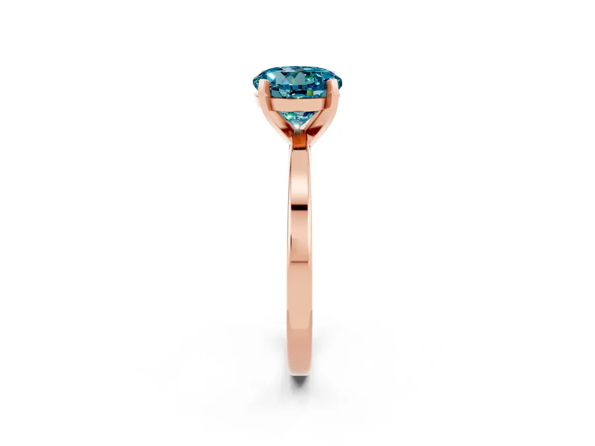 Round Cut Blue Topaz Solitaire Engagement Ring with Classic Band and Four-Prong Setting Rose gold