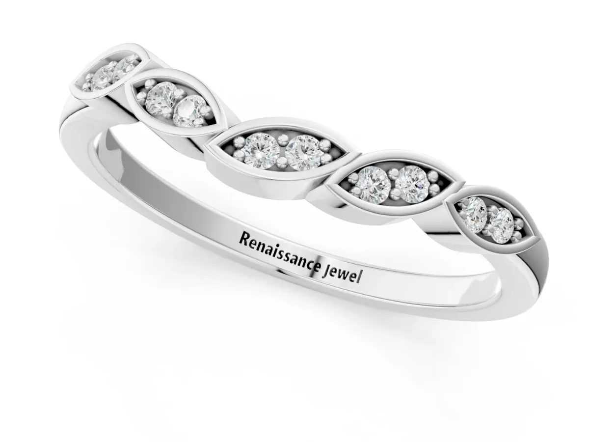 Marquise Diamond Leaf Eternity Band with Bezel Setting Platinum