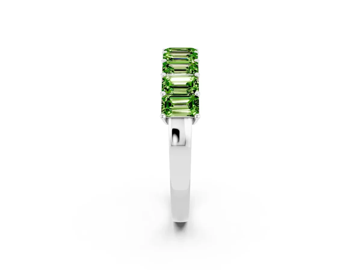 Emerald Cut Peridot Prong-Set Eternity Band Silver