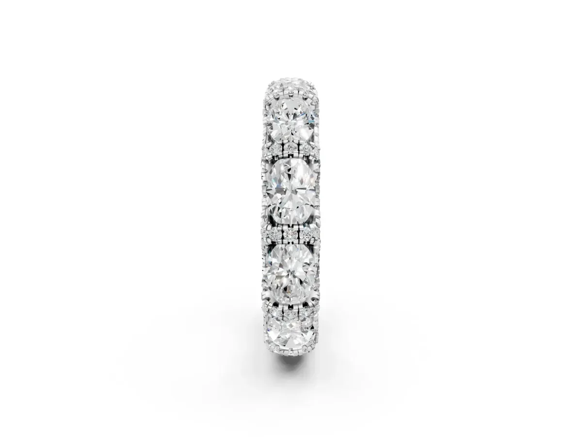 Oval Diamond Eternity Wedding Band with Round Diamond Accents White gold