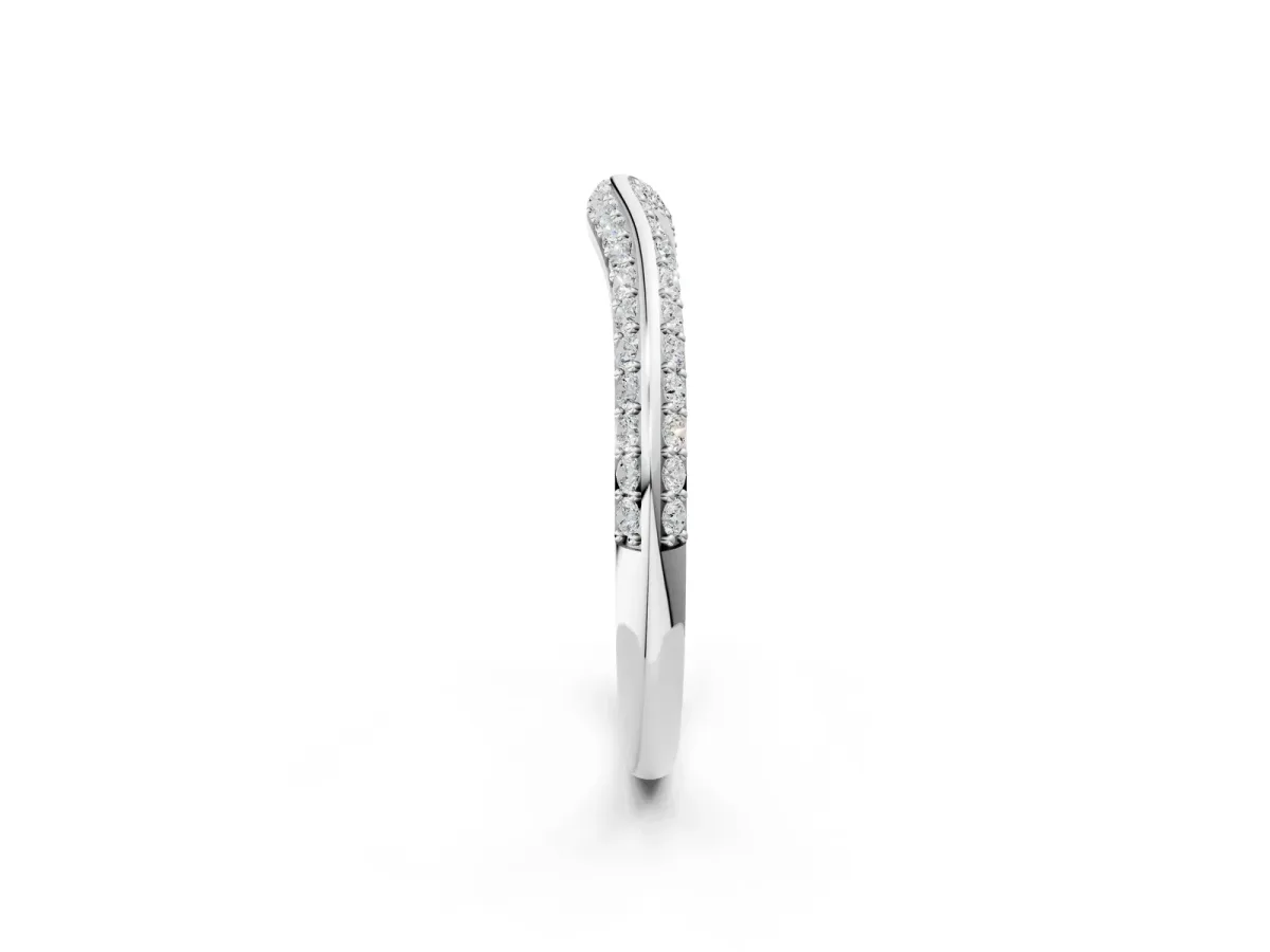 Pavé Round Diamond Wave Band with Shared Prong Setting White gold