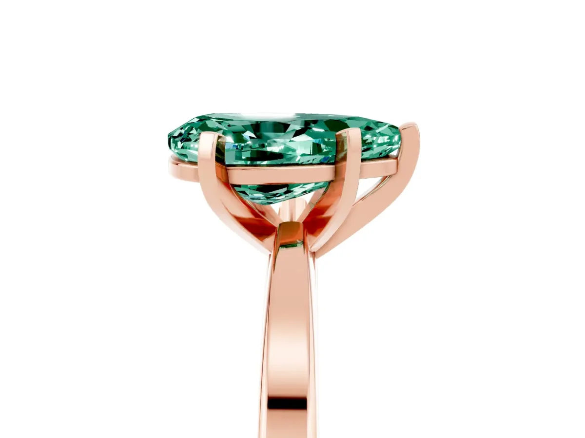 Pear Cut Green Sapphire Solitaire Engagement Ring with Classic Band and Four-Prong Setting Rose gold