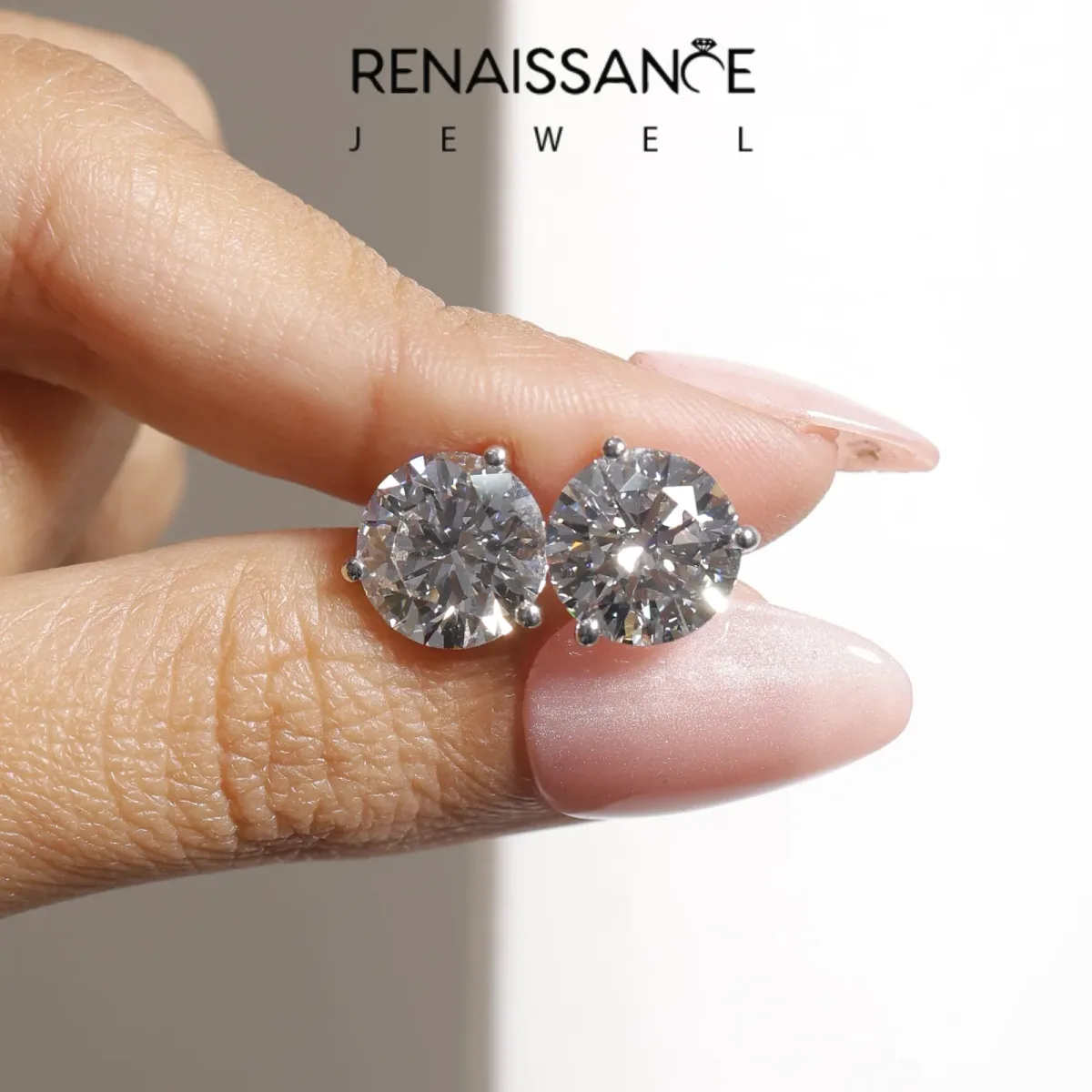 Round Brilliant Diamond Martini Stud Earrings Silver