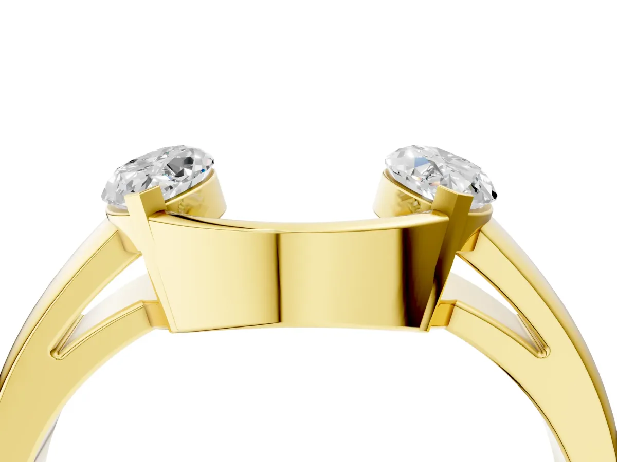 Marquise Diamond Open Band Ring with Tension Setting Yellow gold