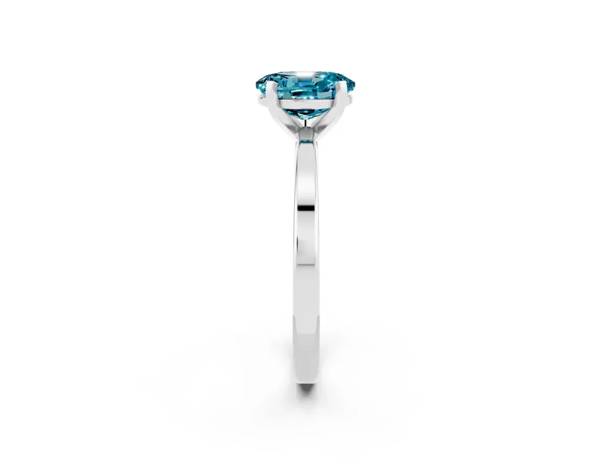 Oval Cut Blue Topaz Solitaire Engagement Ring with Classic Band and Four-Prong Setting Silver