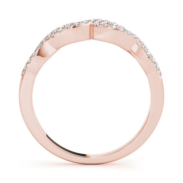 Infinity Twist Diamond Pavé Band with Round Stones and Prong Setting Rose gold