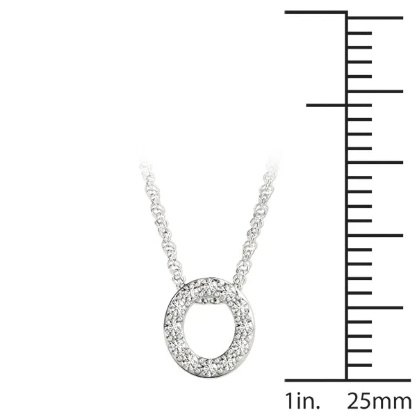Round Pavé Diamond Circle Pendant Silver