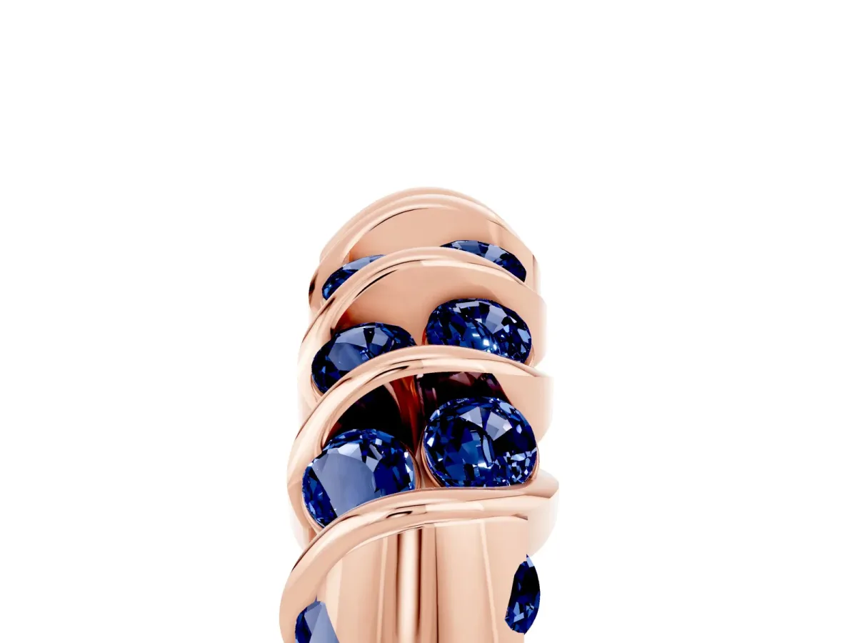 Channel Set Round Blue Sapphire Multi-Row Band Rose gold