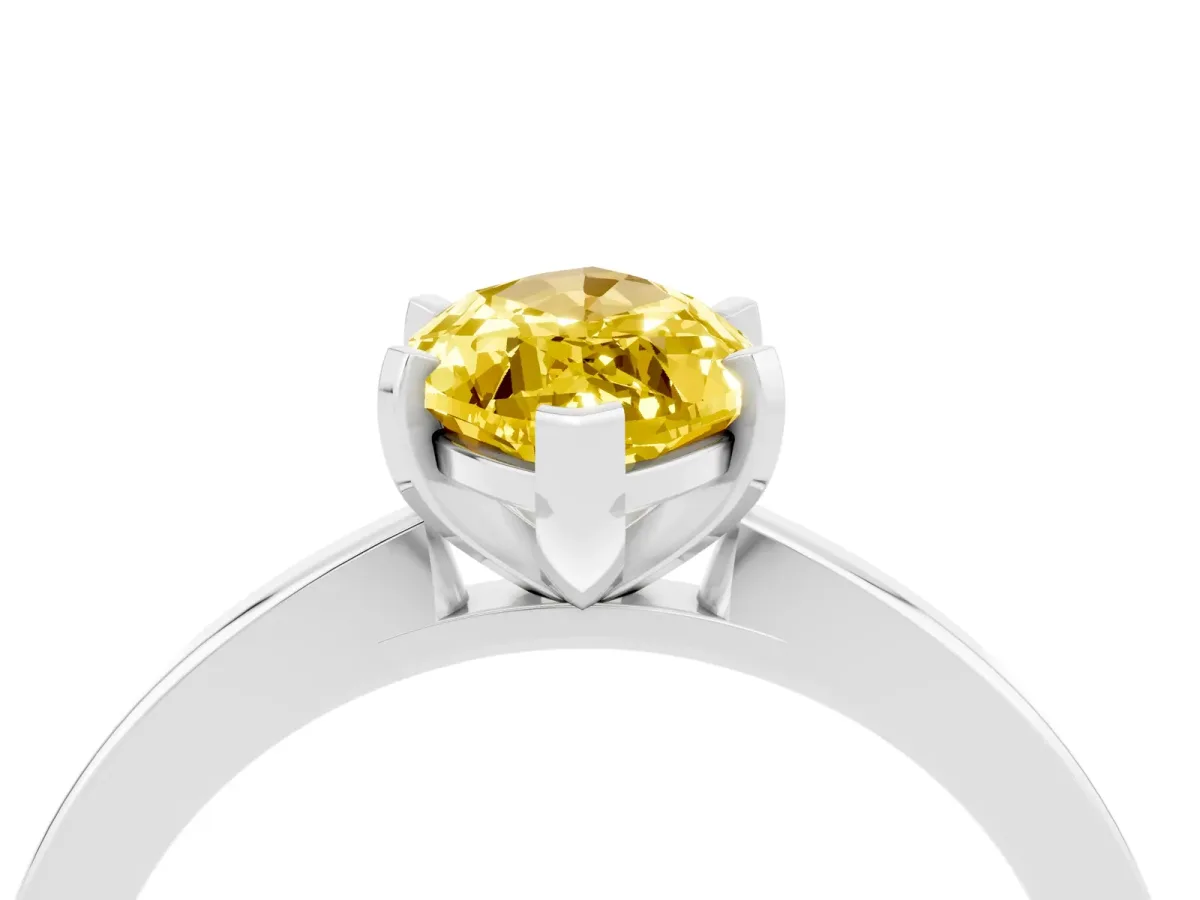 Marquise Cut Yellow Sapphire Solitaire Engagement Ring with Classic Band and Four-Prong Setting Silver