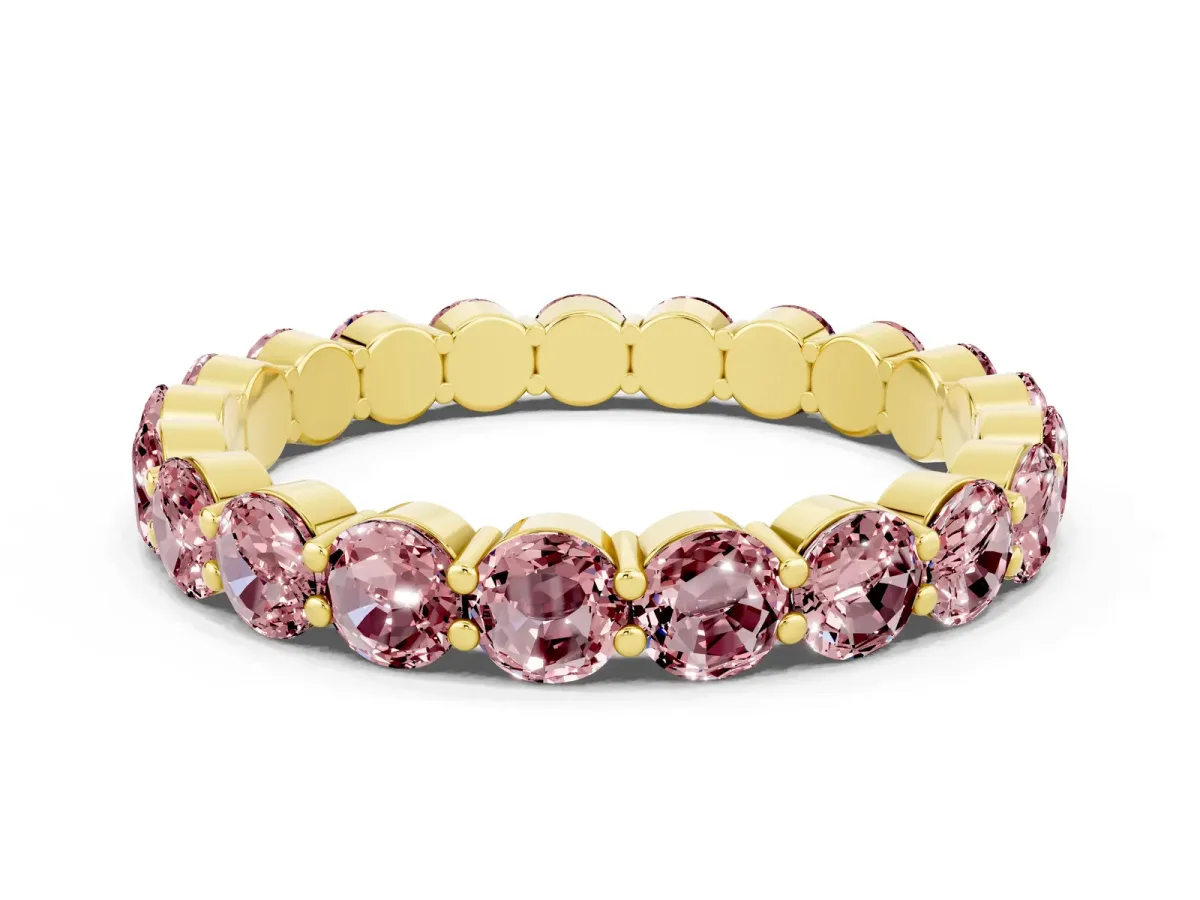 Round Morganite Eternity Band with U-Prong Setting Yellow gold