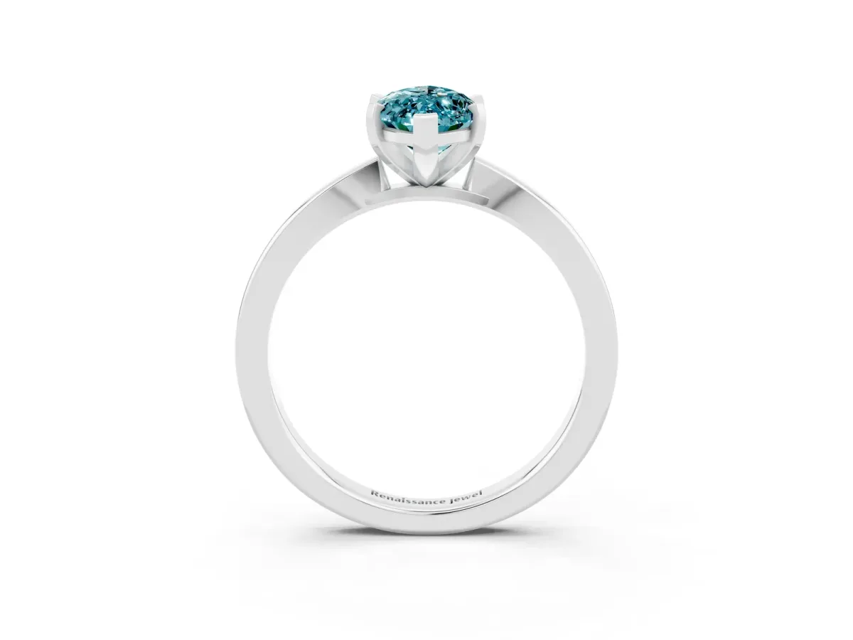 Marquise Cut Blue Topaz Solitaire Engagement Ring with Classic Band and Four-Prong Setting Silver