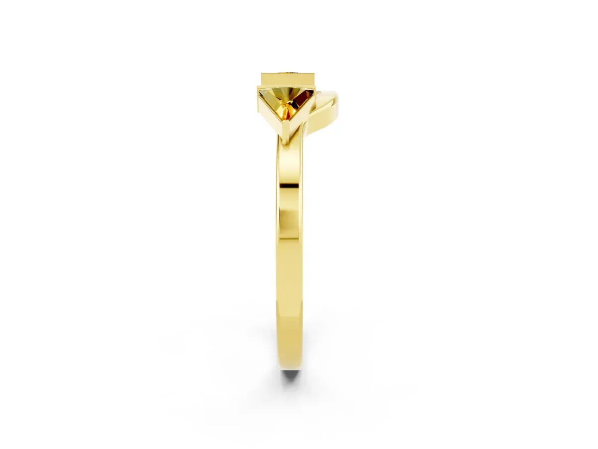 Trillion Citrine Open Band Ring with Bezel Setting Yellow gold