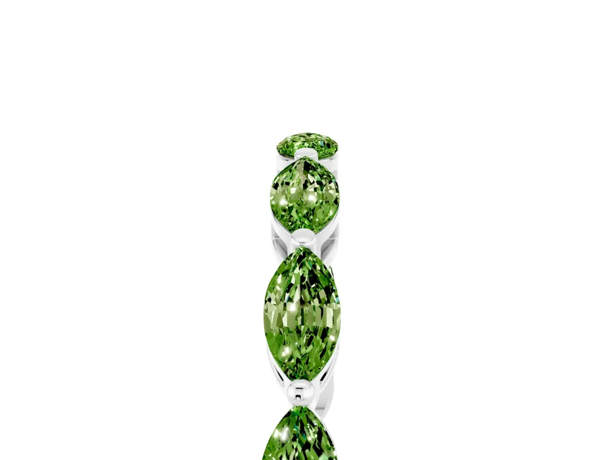 Marquise Peridot Eternity Band with U-Prong Setting Platinum
