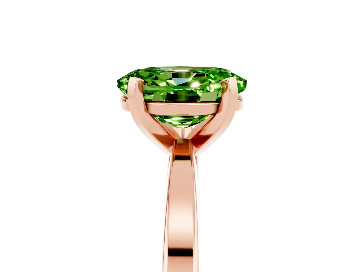 Oval Cut Peridot Solitaire Engagement Ring with Classic Band and Four-Prong Setting Rose gold