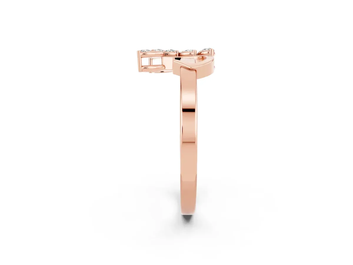 Marquise Moissanite Cluster Bypass Ring with Prong Setting Rose gold