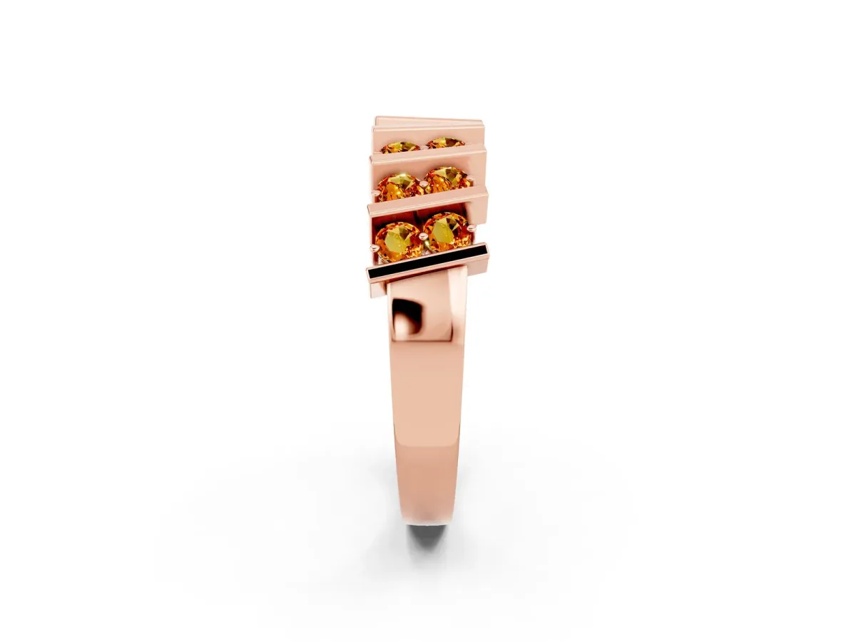 Channel Set Round Citrine Anniversary Band with Vertical Prongs Rose gold