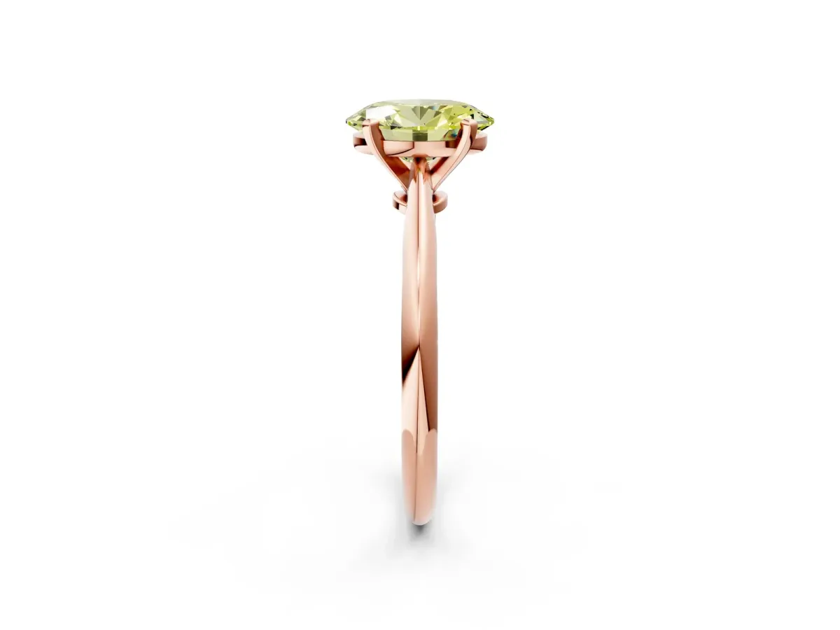 Fancy Yellow Oval Cut Diamond Solitaire Engagement Ring with Classic Band and Four-Prong Setting Rose gold