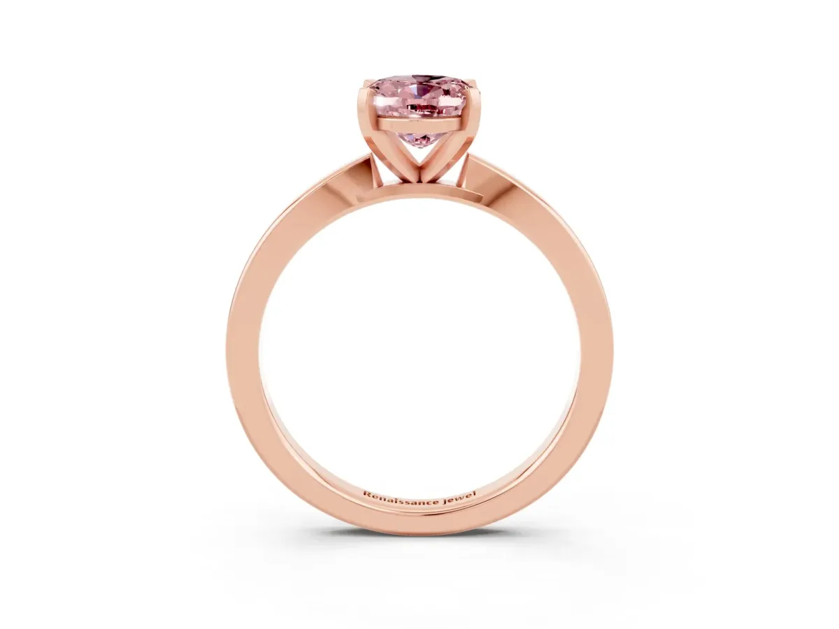 Oval Cut Morganite Solitaire Engagement Ring with Classic Band and Four-Prong Setting Rose gold