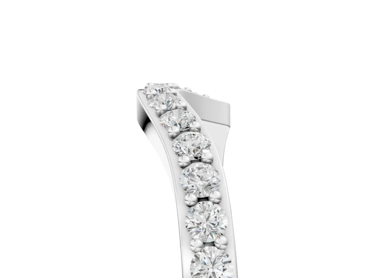Pavé Round Diamond Twist Band with Channel Setting Silver