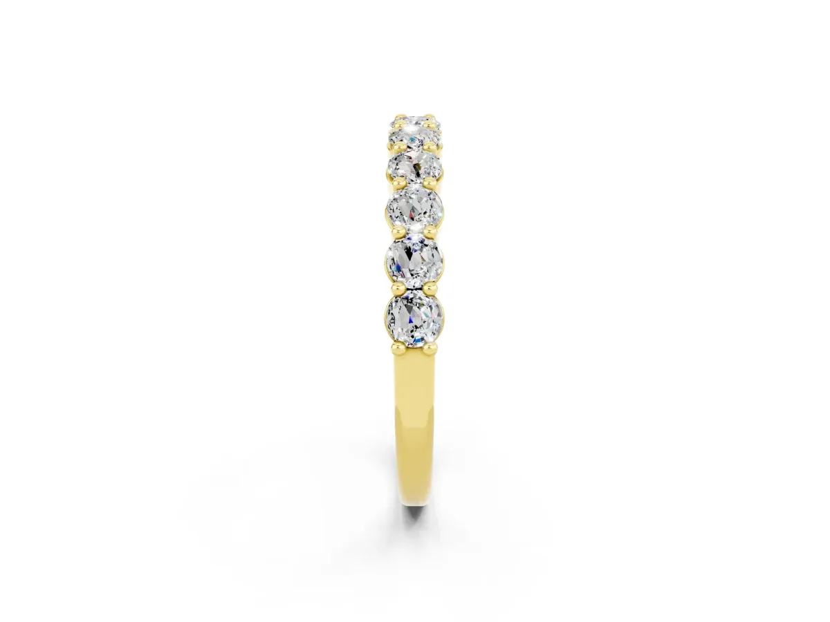Round Moissanite Half Eternity Band with Prong Setting Yellow gold