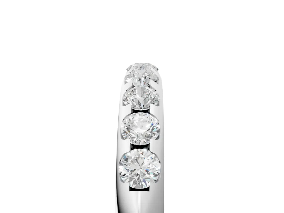 Round Cut Diamond Half-Eternity Band with Shared Prong Setting Platinum