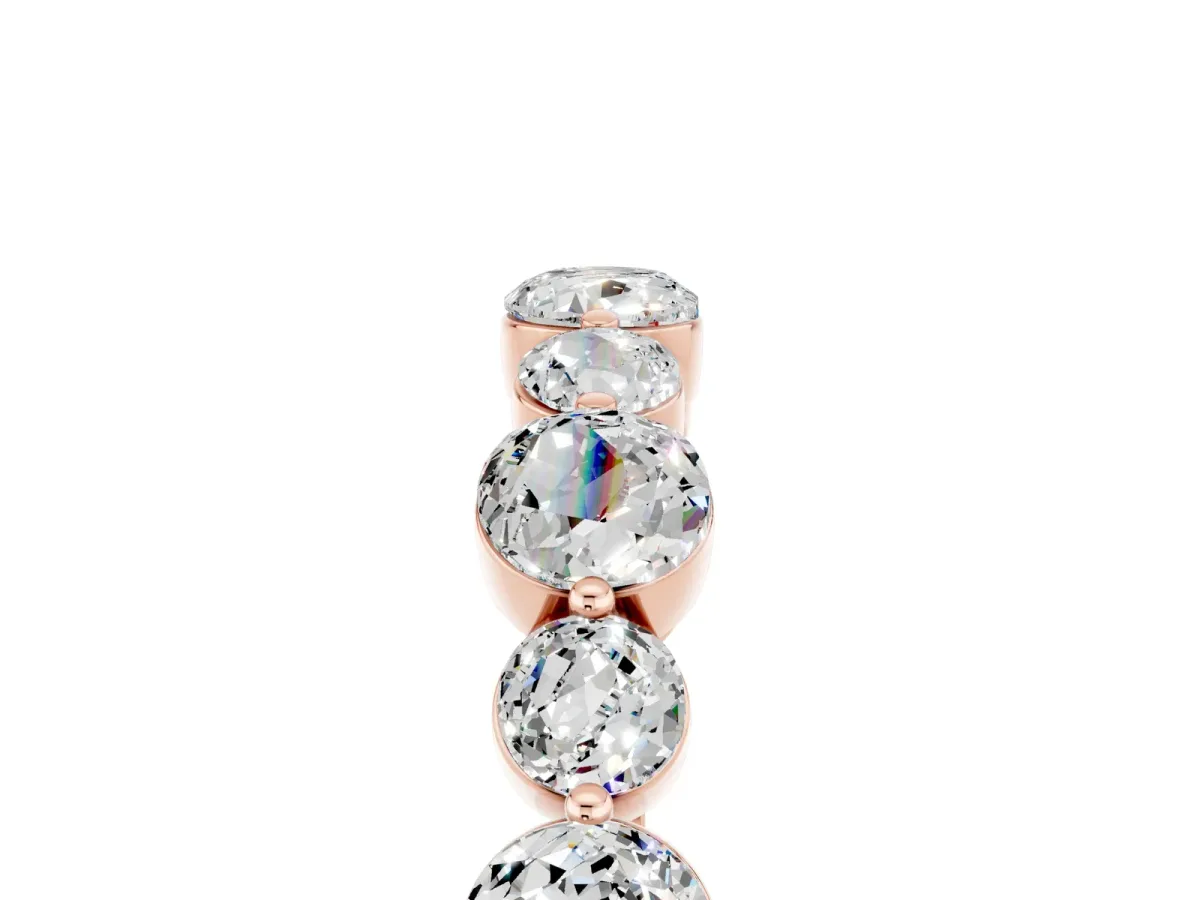 Round Moissanite Scalloped Prong Set Eternity Band Rose gold