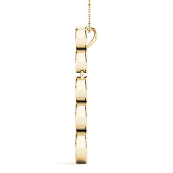 Bezel-Set Round Diamond Pendant with Prong Setting Yellow gold