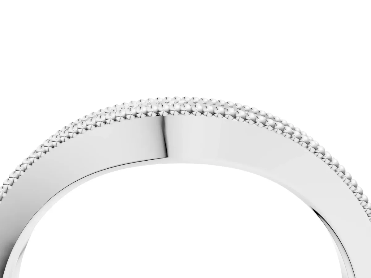 Pavé Round Diamond Contour Band with Milgrain Edge Platinum