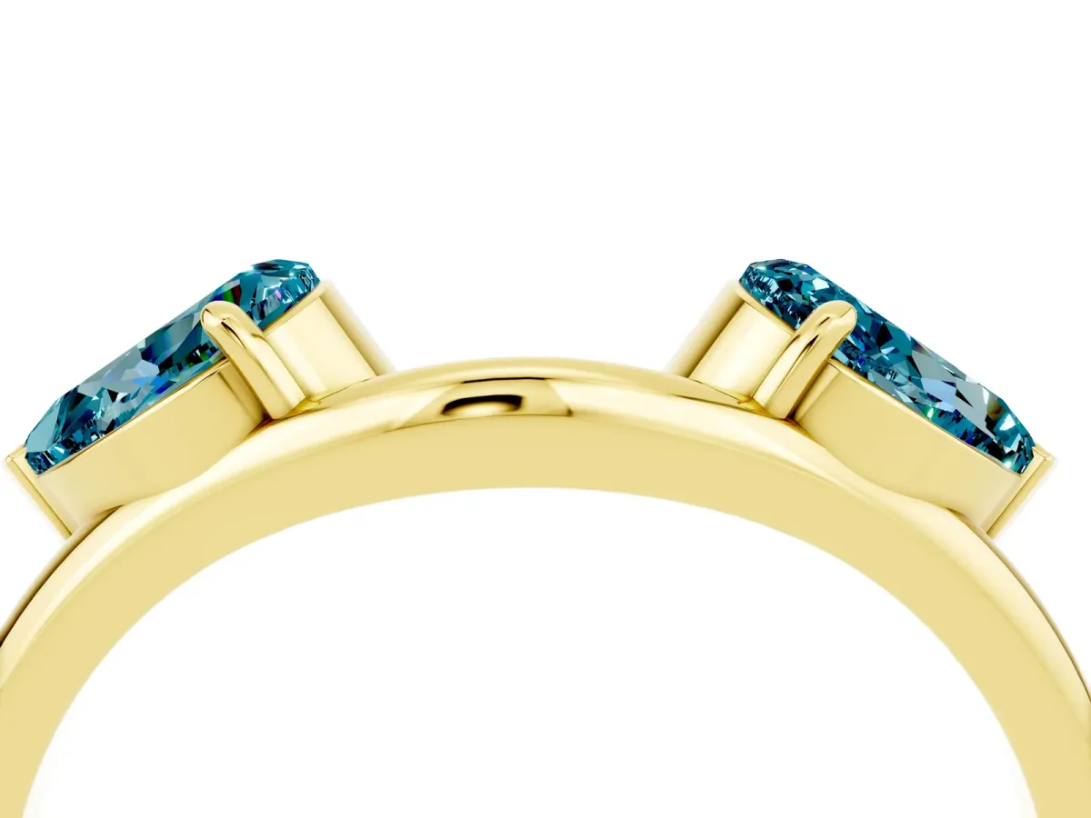 Two-Stone Pear Blue Topaz Bypass Ring with Prong Setting Yellow gold