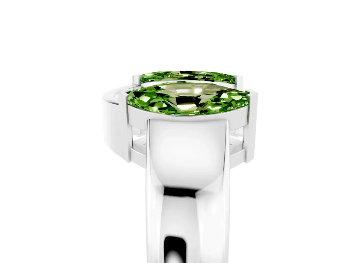 Marquise Peridot Open Band Ring with Tension Setting Silver