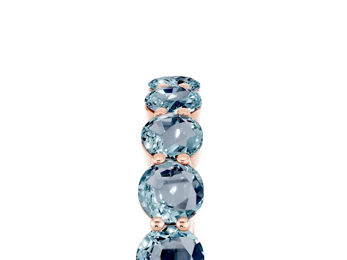 Round Aquamarine Eternity Band with U-Prong Setting Rose gold
