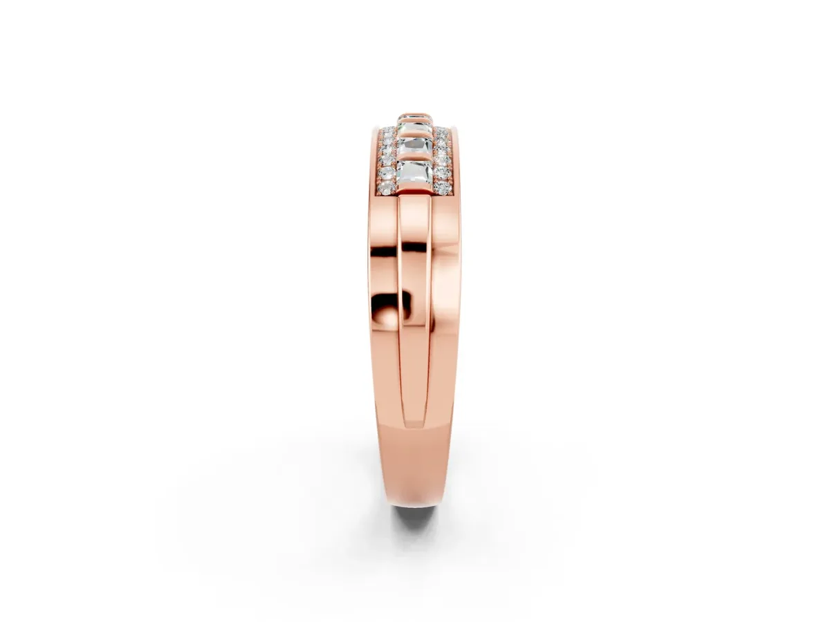 Bar-Set Princess Cut Moissanite Pavé Band Rose gold
