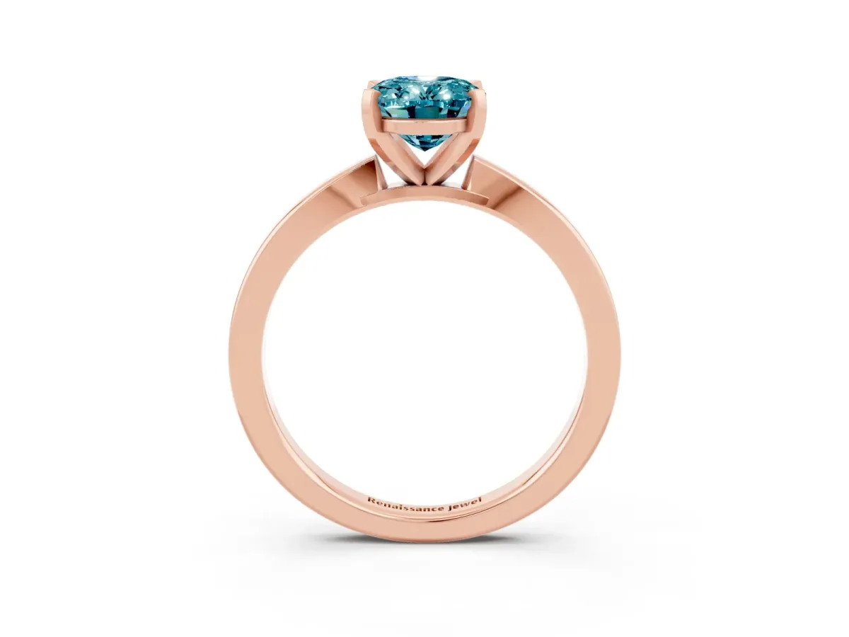 Oval Cut Blue Topaz Solitaire Engagement Ring with Classic Band and Four-Prong Setting Rose gold