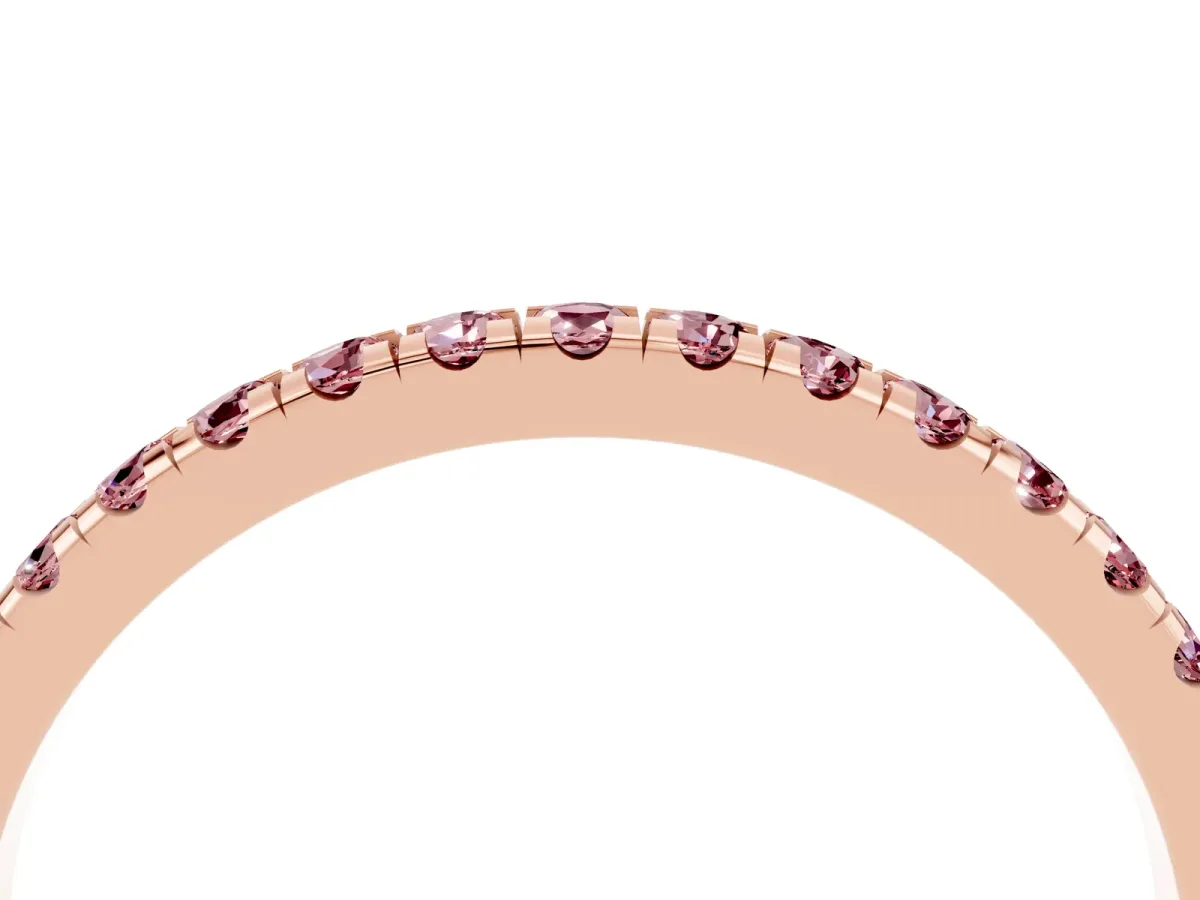 Pavé Round Morganite Half Eternity Band with Shared Prong Setting Rose gold