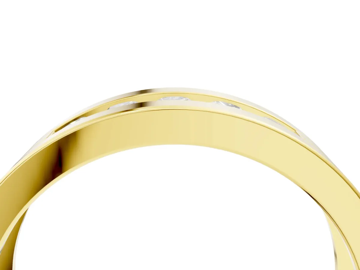 Round Diamond Five-Stone Channel Set Mens Band Yellow gold