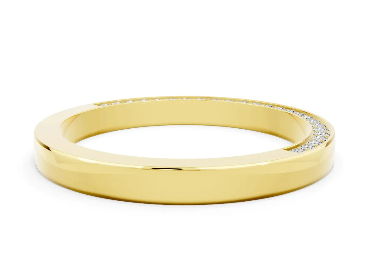 Pavé Round Moissanite Channel Set Band Yellow gold
