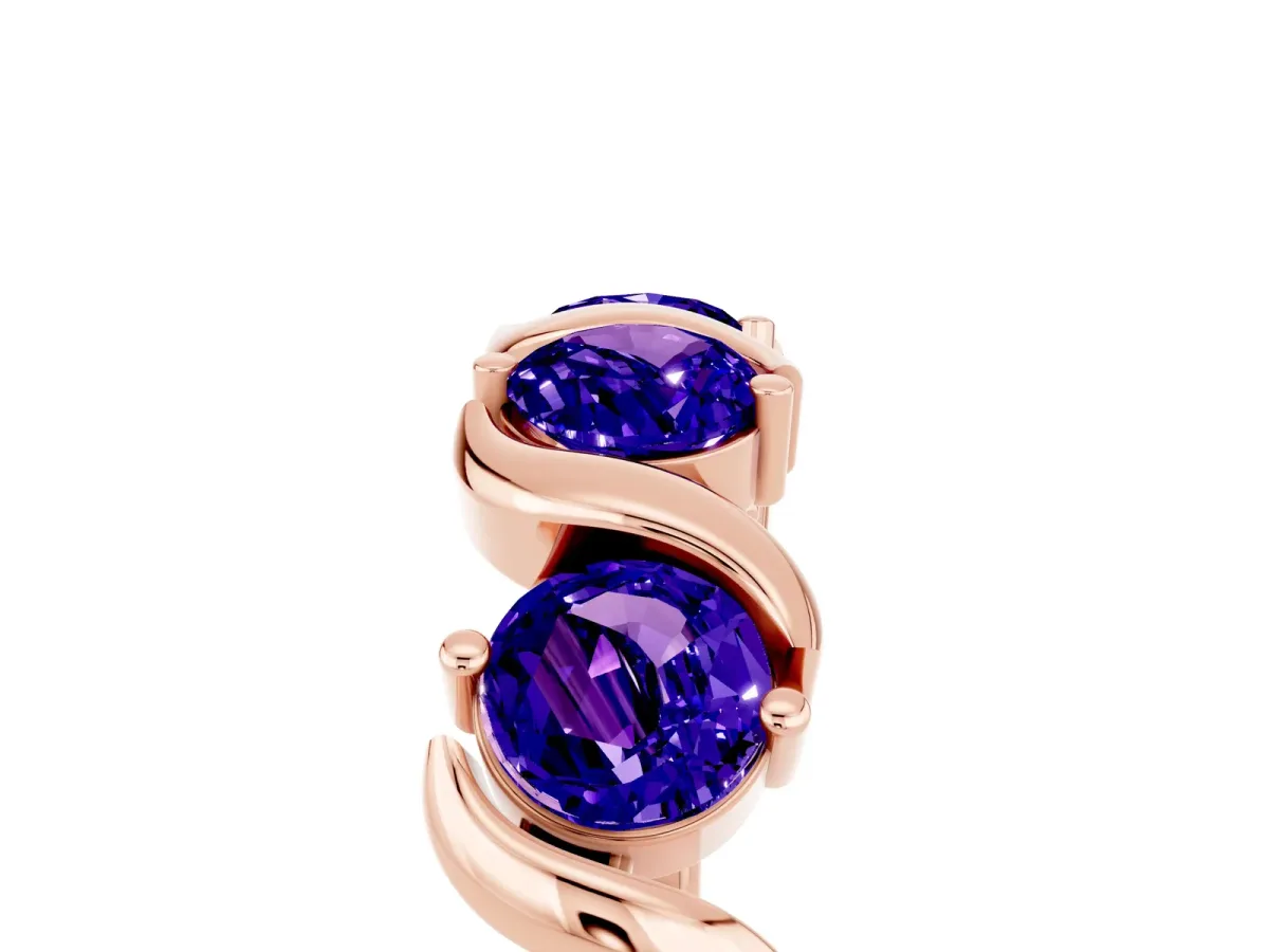 Six-Stone Round Tanzanite Wave Band with Shared Prong Setting Rose gold
