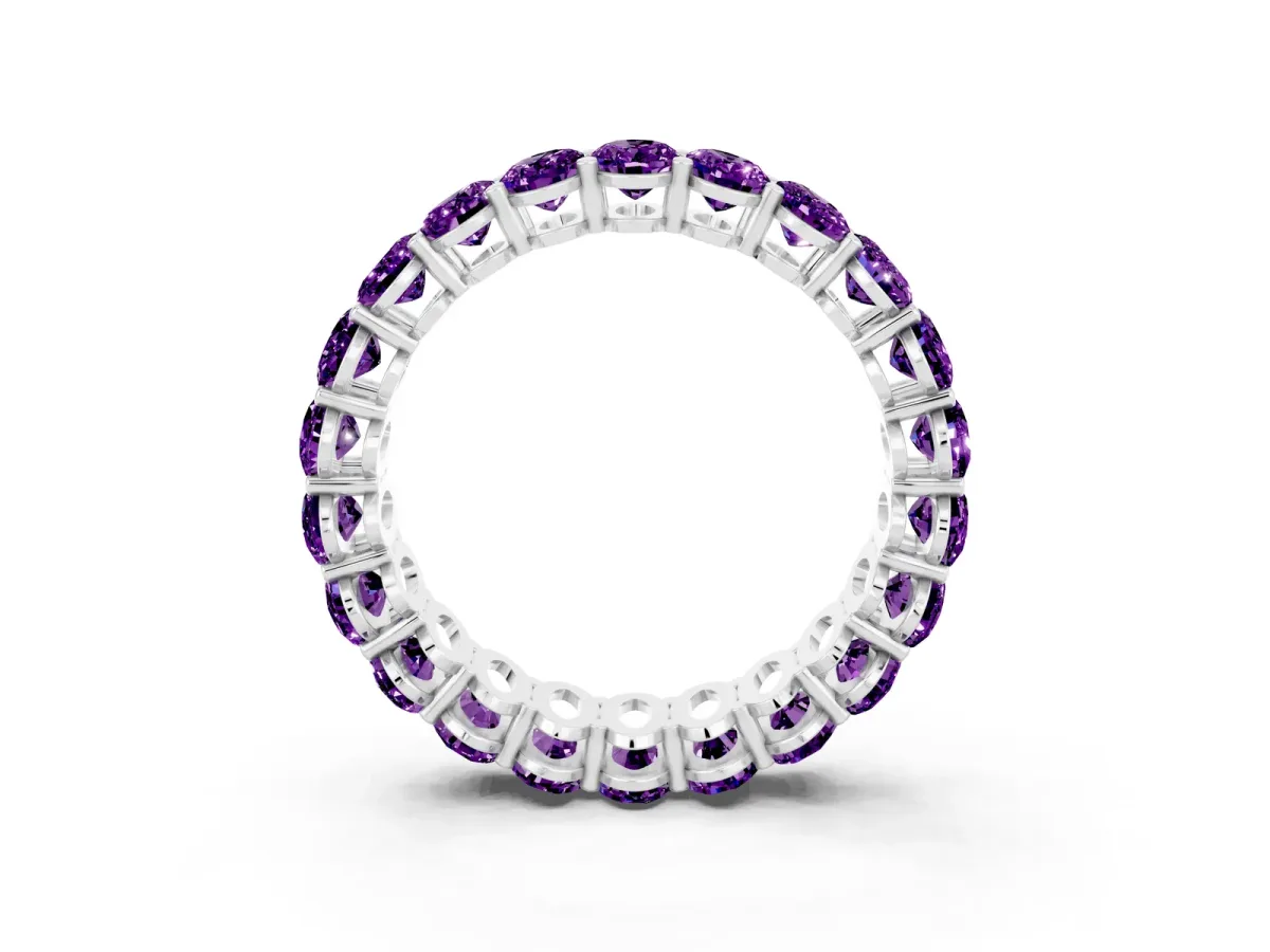Oval Cut Amethyst Eternity Band with Shared Prong Setting Platinum