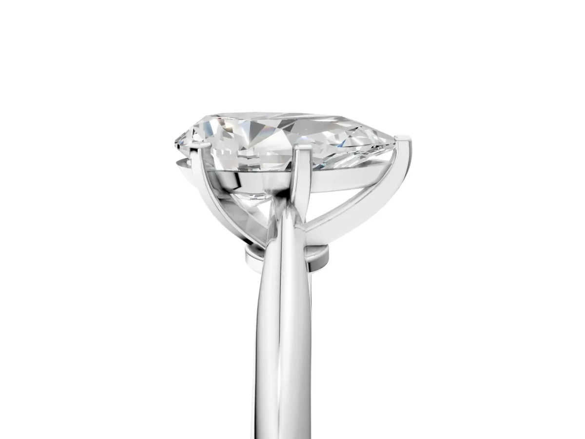 Pear Cut Diamond Solitaire Engagement Ring with Classic Band and Four-Prong Setting Silver