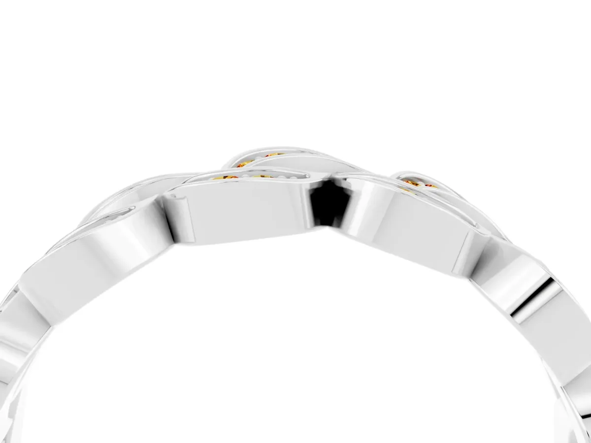 Pavé Round Citrine Interlocking Eternity Band with Bezel Prong Setting Platinum